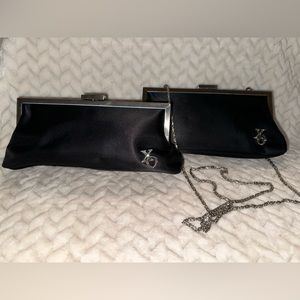 XOXO Satin Black Clutch (with chain strap) Evening Bag